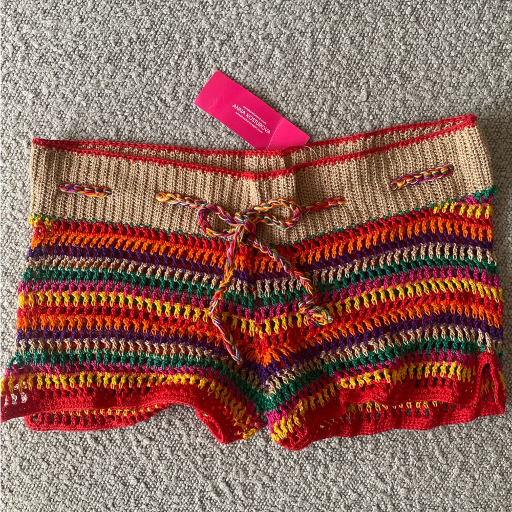Multicolor Knit High Waist Women's Shorts